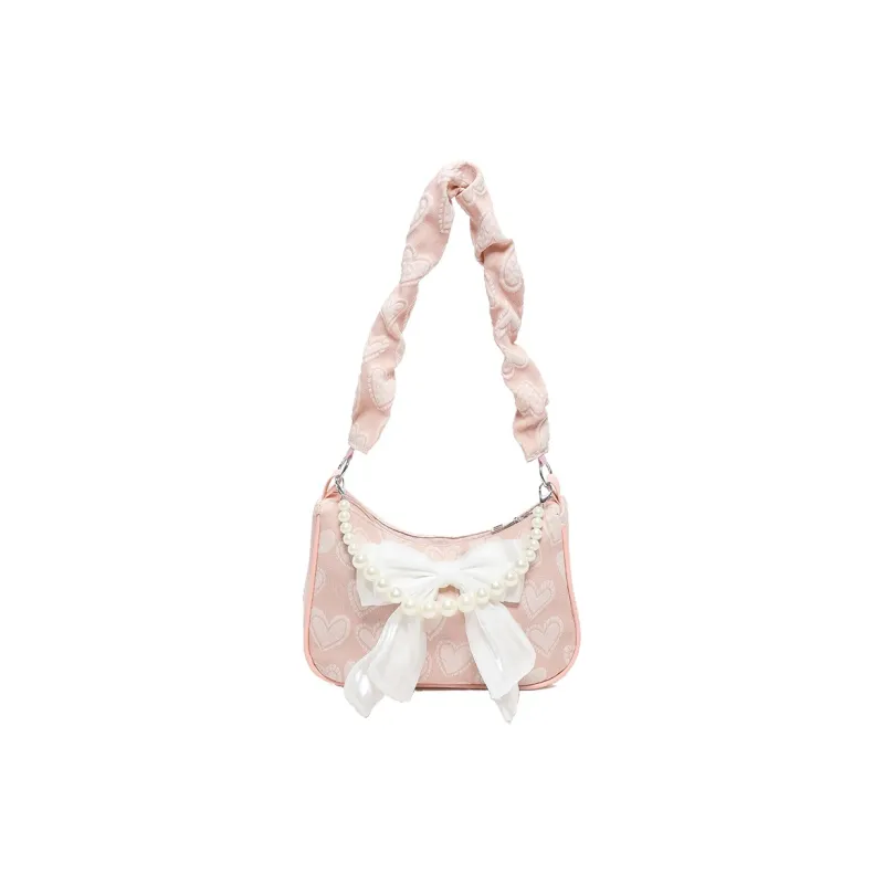 LOUIS ROYALN PU Underarm Shoulder Bag Women's White/Black/Pink-10