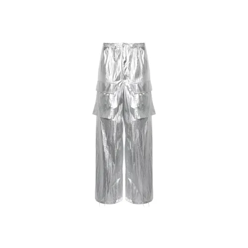 MM6 Maison Margiela Drawstring fastening Metallic Trousers