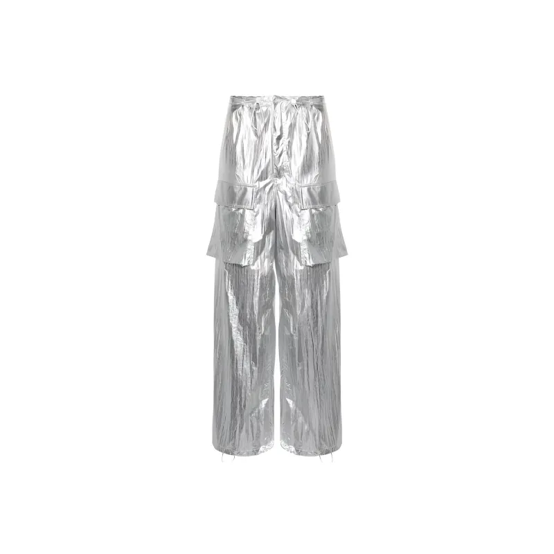 MM6 Maison Margiela Drawstring fastening Metallic Trousers-0