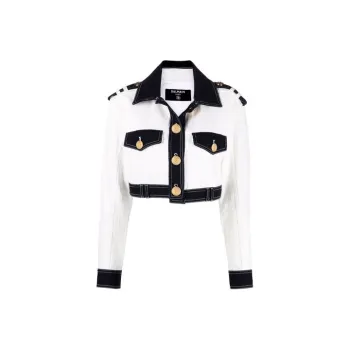 BALMAIN Cropped Coats Women's White