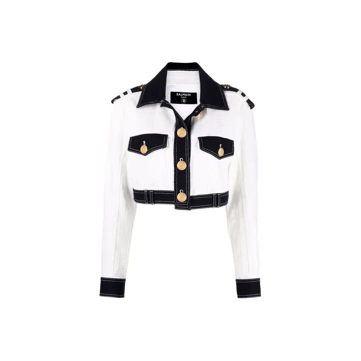 BALMAIN Cropped Coats Women's White-0