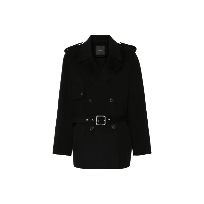 PINKO Double Breasted Belted Short Coat-0