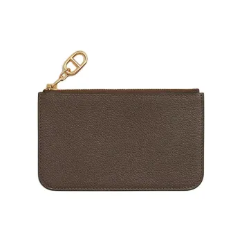 HERMES Chaine D'AncreZipengo Evercolor Calfskin Card Holder Unisex Bark Color