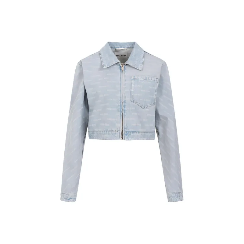 MIU MIU SS24 Denim Jacket Women's Light Blue-0