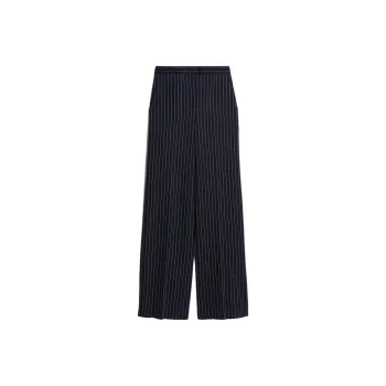 MaxMara Benito Collection Cotton Cashmere And Silk Palazzo Trousers Casual Pants Women's Dark Blue