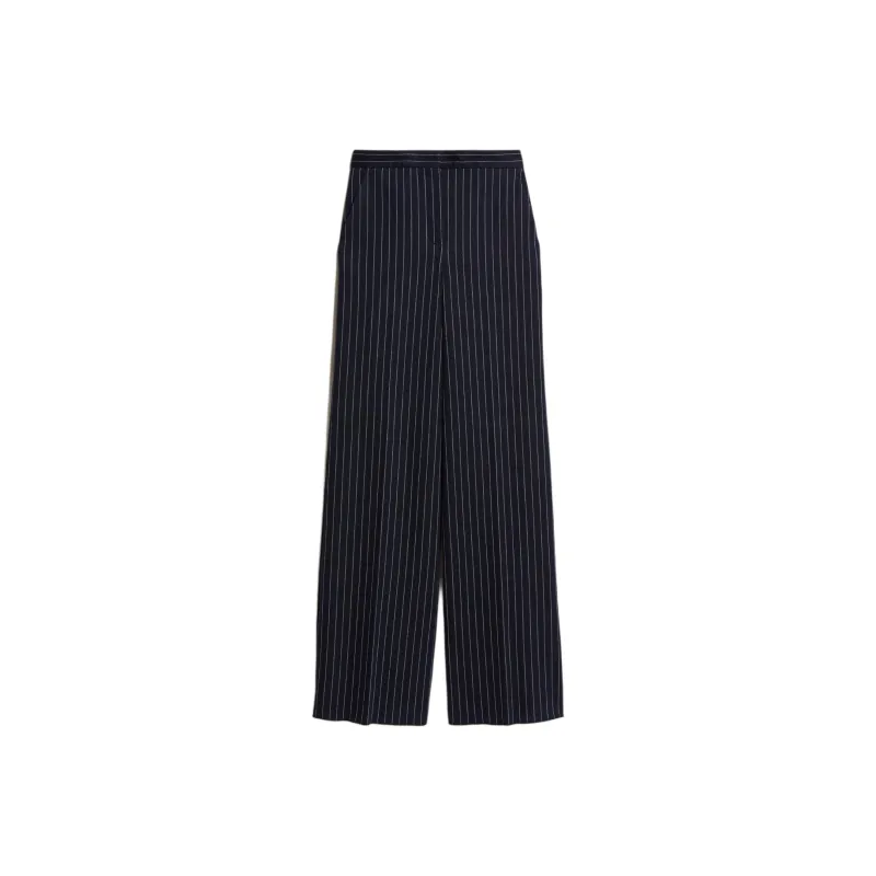 MaxMara Benito Collection Cotton Cashmere And Silk Palazzo Trousers Casual Pants Women's Dark Blue-0