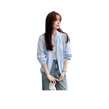 Mo Han Yi Mei Cropped Coat Women's Blue