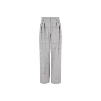 EMPORIO ARMANI Pleated Trousers In A Wool blend Flannel With Oversized Check Motif
