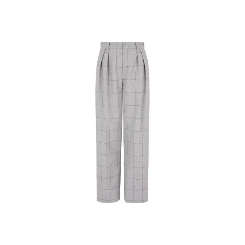 EMPORIO ARMANI Pleated Trousers In A Wool blend Flannel With Oversized Check Motif-0