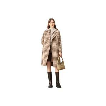FENHONGMALI Coats Women's Beige