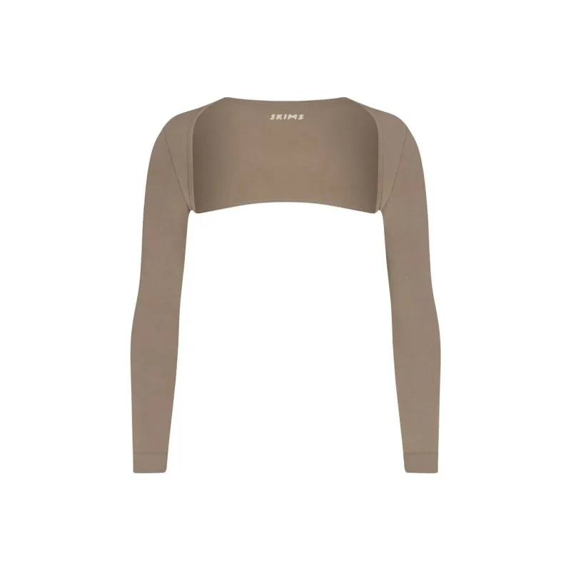 SKIMS CONTOUR NYLON SHRUG Cropped Coats Women's TRUFFLE/Truffle Color-0