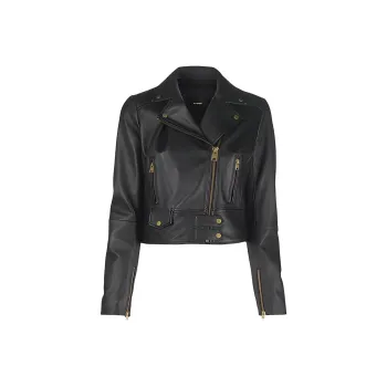 PINKO Leather Jackets Women's Black