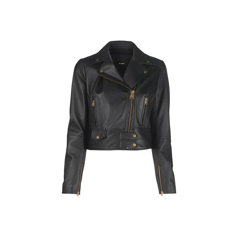 PINKO Leather Jackets Women's Black-0