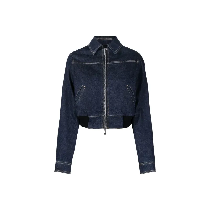 Alaia Zipped Cropped Denim Jacket-0