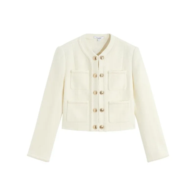 Bebe SS24 Cropped Coats Women's Raw White-0