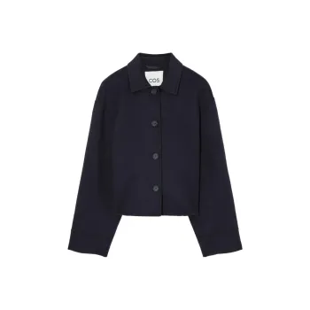 COS Cropped Coats Women's Navy Blue