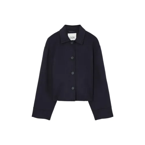 COS Cropped Coats Women's Navy Blue