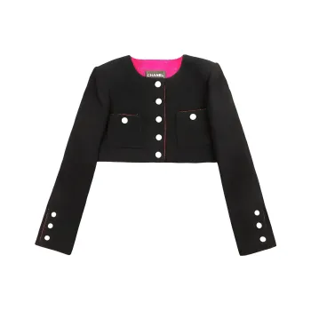 CHANEL Cropped Coats Women's Black