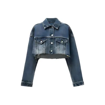 ELOF Denim Jackets Women's Dark Blue