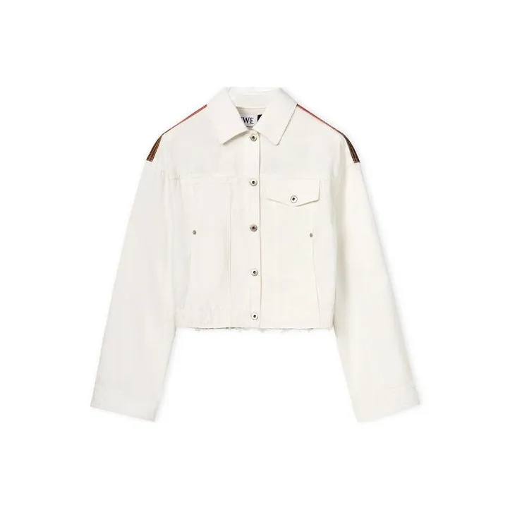 LOEWE Palm Cropped Denim Jacket 'White'-0