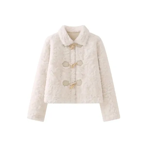 PAIN OR PLEASURE Cropped Coats Women's Ecru