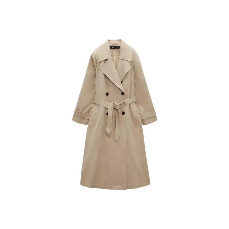 ZARA Trench Coats Women's Beige-0
