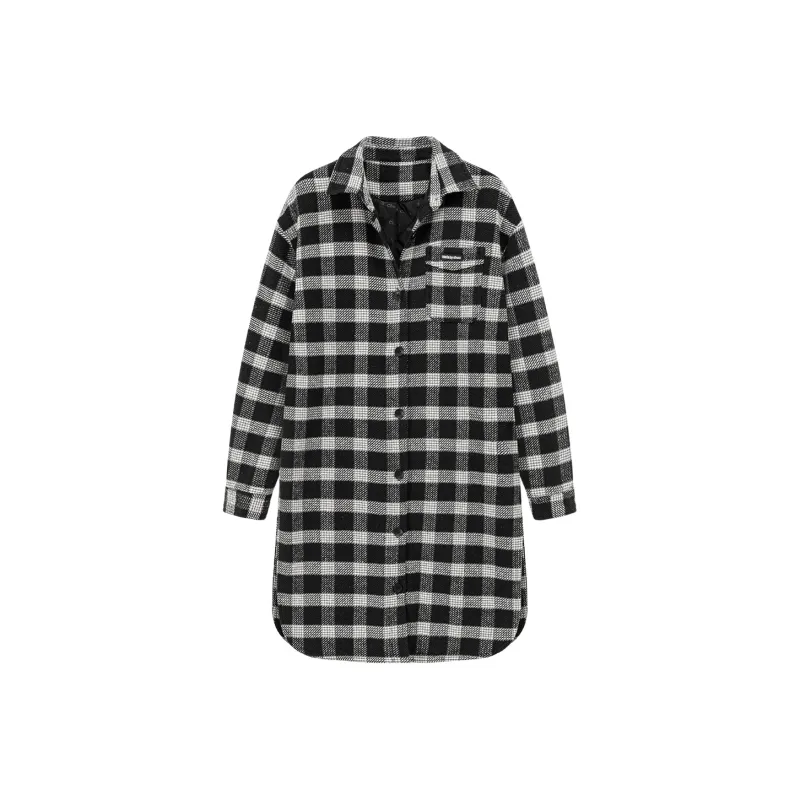 CHUU Coats Women's Black White Plaid-0