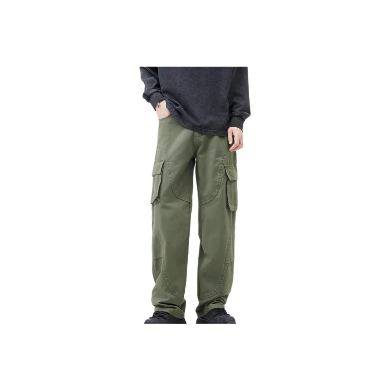 YINLEI Casual Pants Unisex Army Green-0