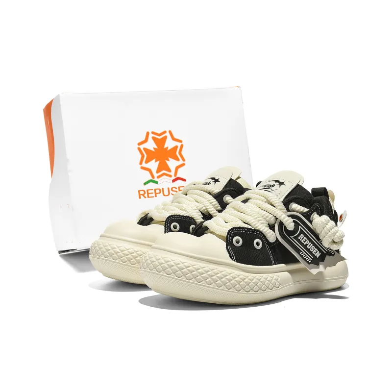 REPUSEN Skateboard Shoes Men Low Top Black/Beige-0