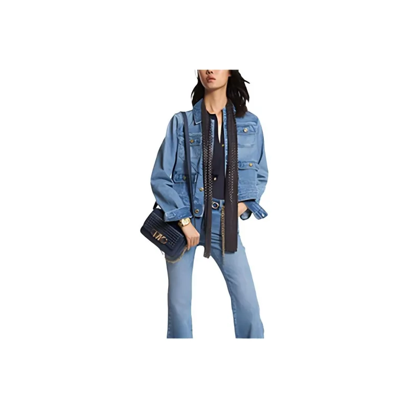 MICHAEL KORS Cropped Coats Women's Denim Blue-4