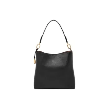 FOSSIL Leather Bucket Bag Handbag Women's Black