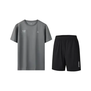 PEAK Casual Sportswear Unisex Gray Short Sleeved Shirt+Black Shorts
