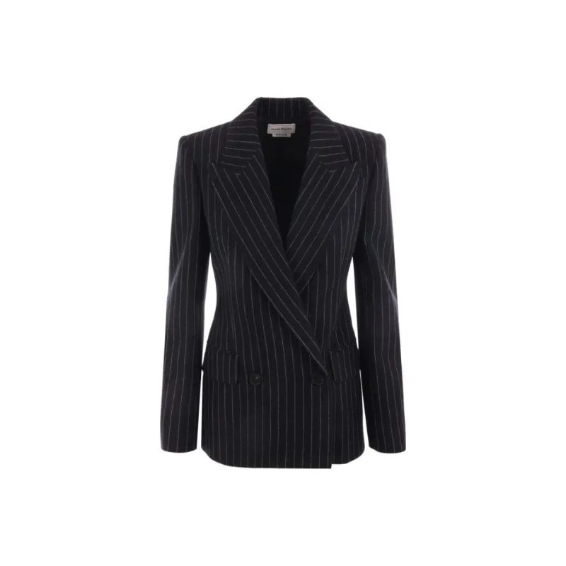 Alexander McQueen Striped Double Breasted Tailored Blazer-0