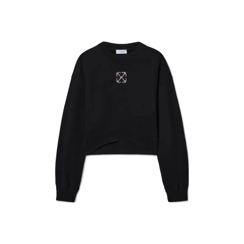 OFF WHITE Logo Embellished Cropped Sweatshirt-0