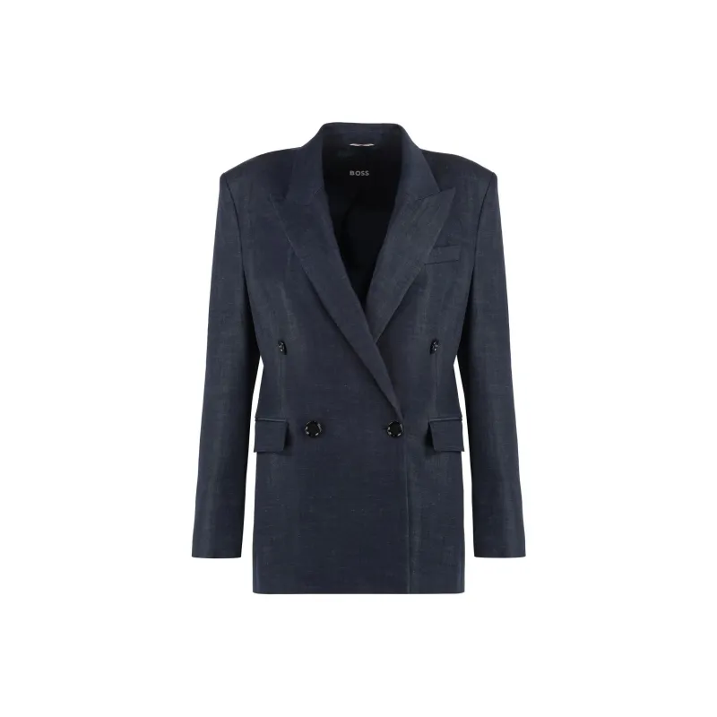 HUGO BOSS Double Breasted Regular Fit Long Length Jacket-0
