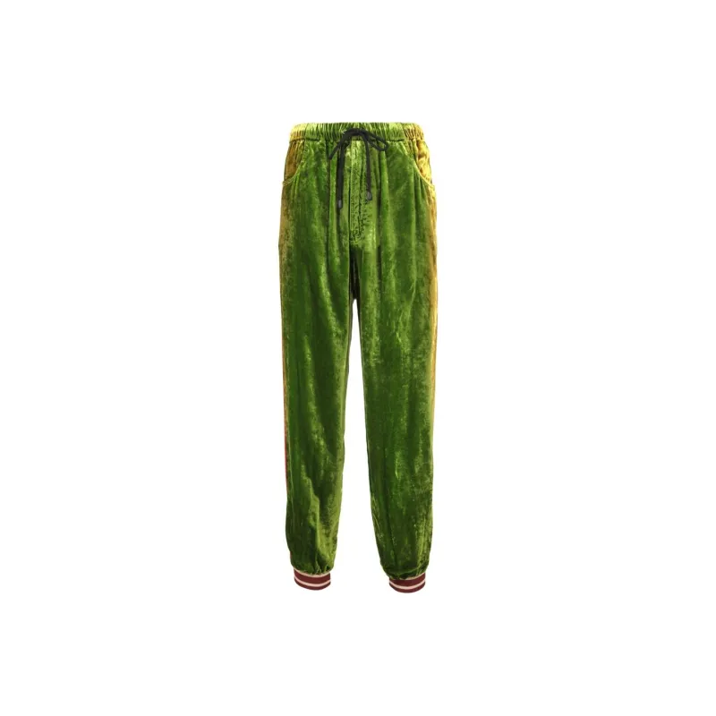 GUCCI Mixed Media Jogger Pants Green-0