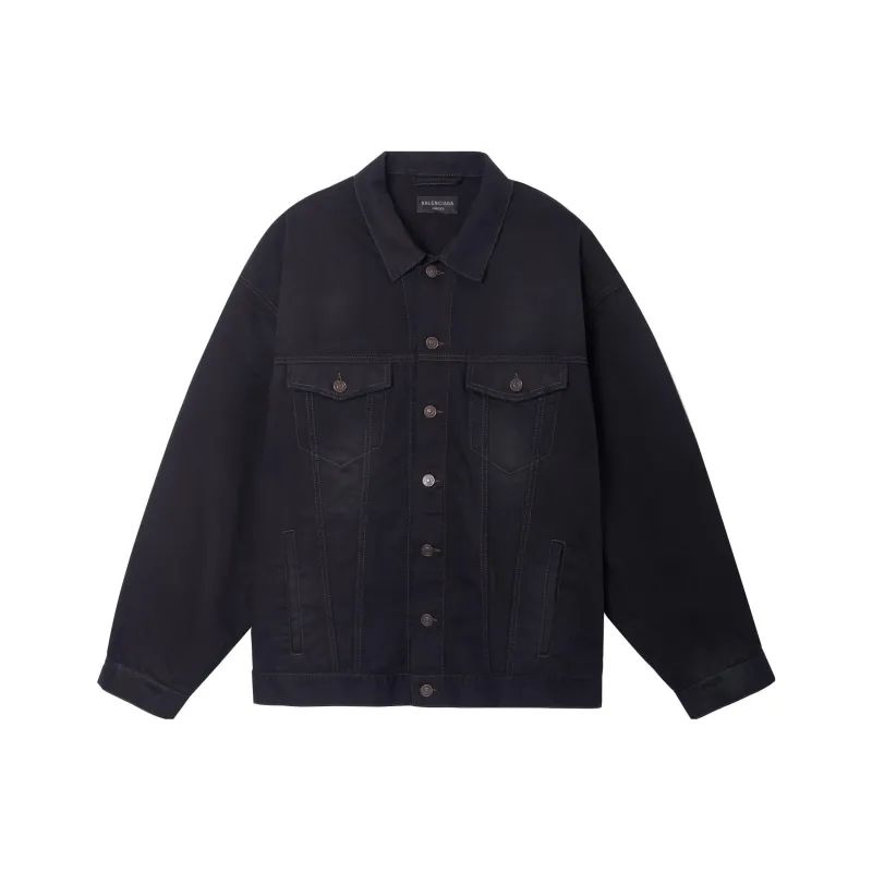 Balenciaga Political Campaign Oversized Denim Jacket Black-0