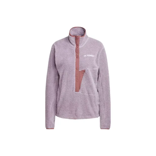 Adidas Terrex Xploric High-Pile-Fleece Pullover Velvet-feel Coat Women's Purple