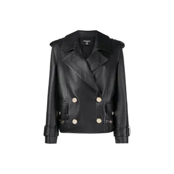 BALMAIN Leather Jackets Women's Black