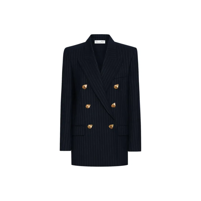 Oscar De La Renta Double-breasted Pinstripe Blazer-0