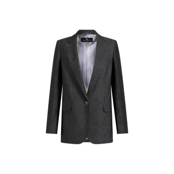 ETRO Pattern Jacquard Single Breasted Tailored Blazer