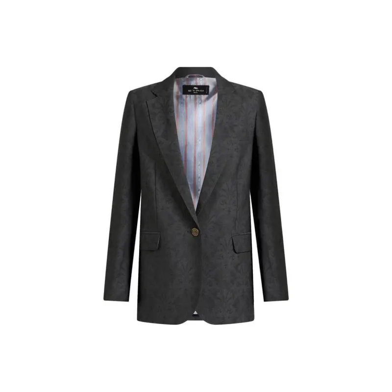 ETRO Pattern Jacquard Single Breasted Tailored Blazer-0
