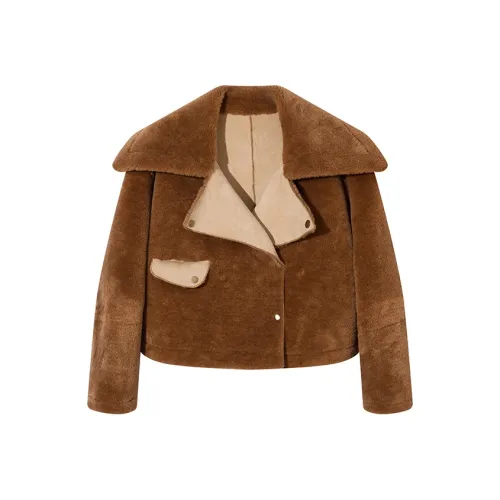 Ouyang Velvet-feel Coat Women's Light Brown
