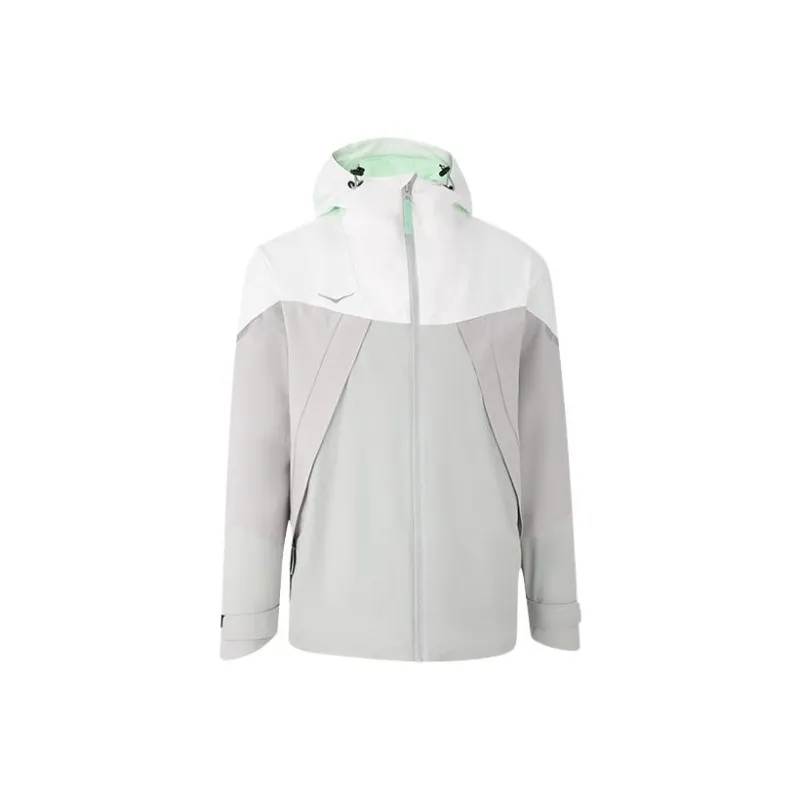 HOKA ONE ONE Water-Resistant Windproof Breathable Windbreaker Jacket Women's White/Gray Green-0