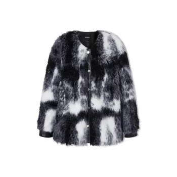 LA CRAWFISH Velvet-feel Coat Women's White Ginger Ink Wash