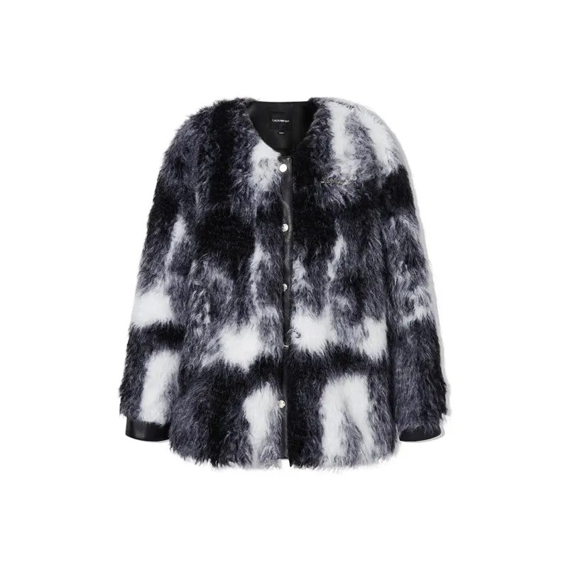 LA CRAWFISH Velvet-feel Coat Women's White Ginger Ink Wash-0