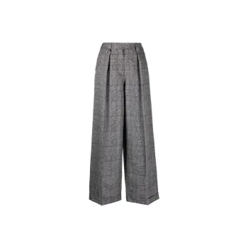 KENZO Wavy Check Wide leg Tailored Trousers