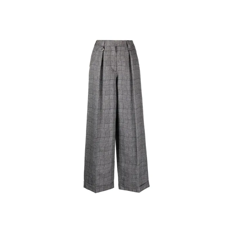 KENZO Wavy Check Wide leg Tailored Trousers-0
