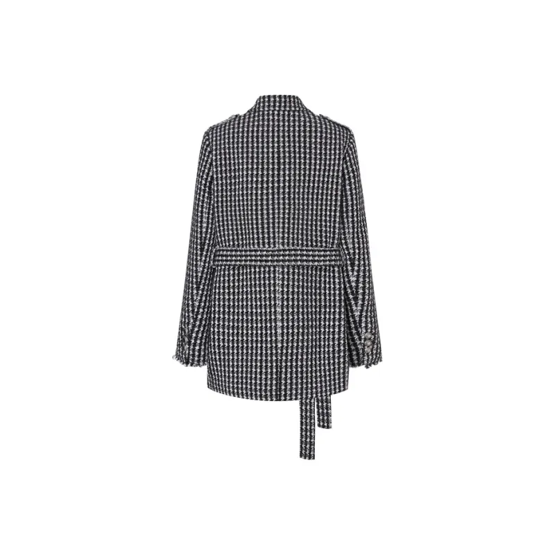 MOCO Coat Women's Black White Plaid-0
