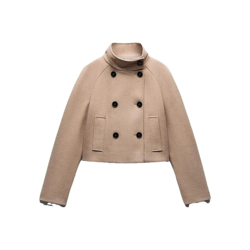 ZARA Cropped Coats Women's Tan-0